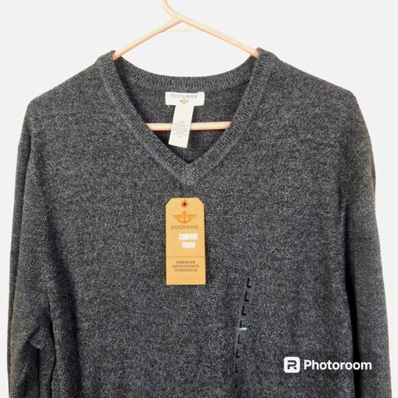 NEW Dockers Mens Super Soft Acrylic Long Sleeve V-Neck Sweater Large - Picture 3 of 7